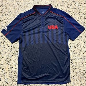 ADIDAS x USA GOLF Size S Mens Henley Polo Shirt Performance Blue